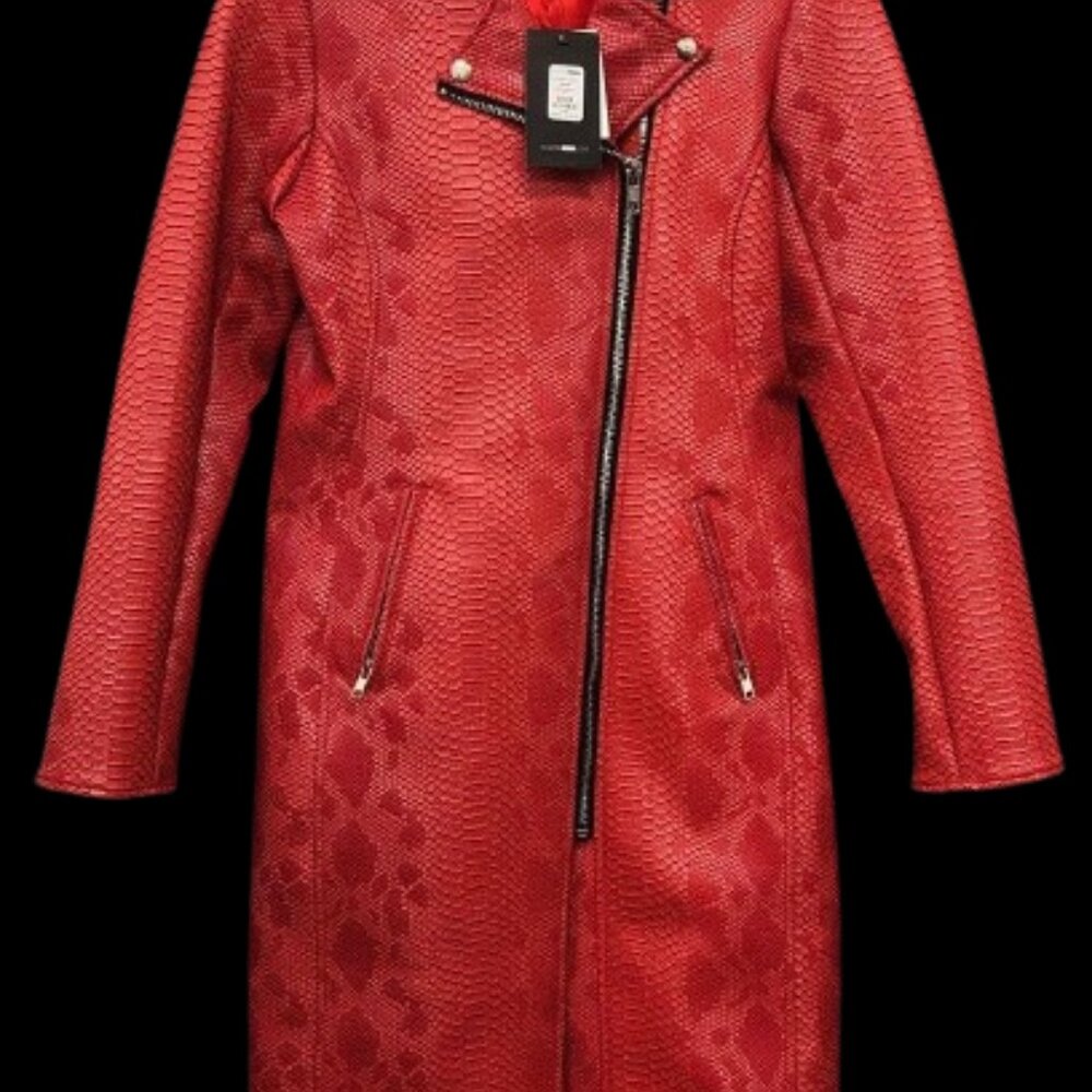 NWT Fashion Nova Cardi B What's Poppin Red Faux Python Women's Coat - Size M